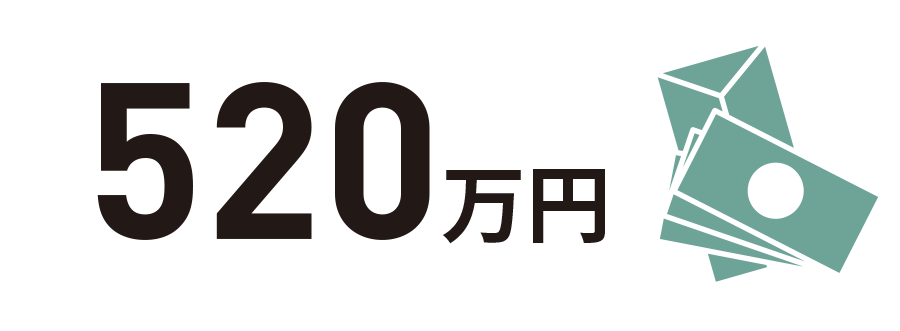 520万円の文字とお金のアイコン
