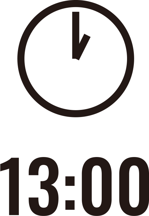 13:00を指した時計