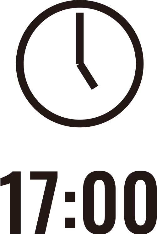 17:00を指した時計